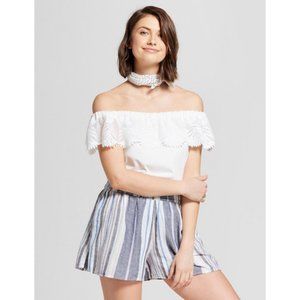 A New Day Off Shoulder White Eyelet Lace Top